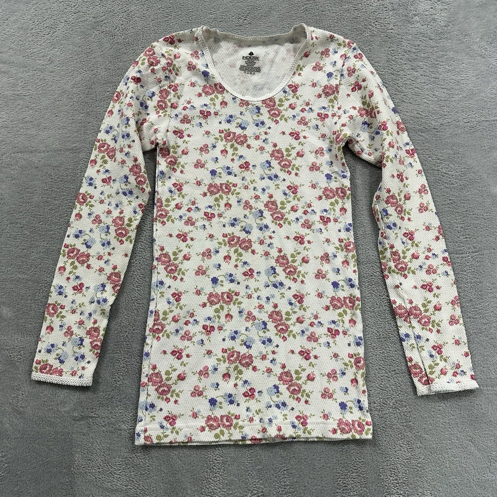 Indera Top Shirt Women's Medium Floral Colorful Long Sleeve Coquette Cutesy